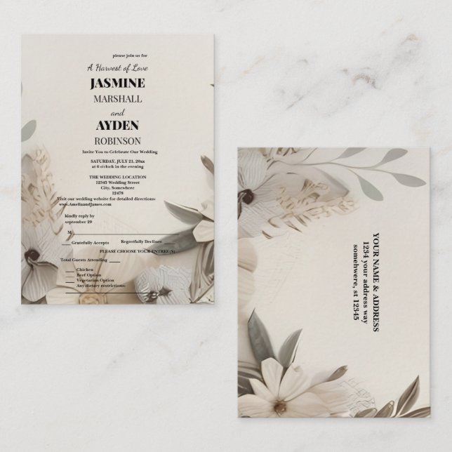 Convites personalizados elegantes (Frente/Verso)