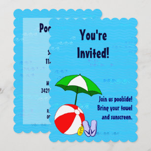 Convites Personalizados Festa na Piscina Bola de P