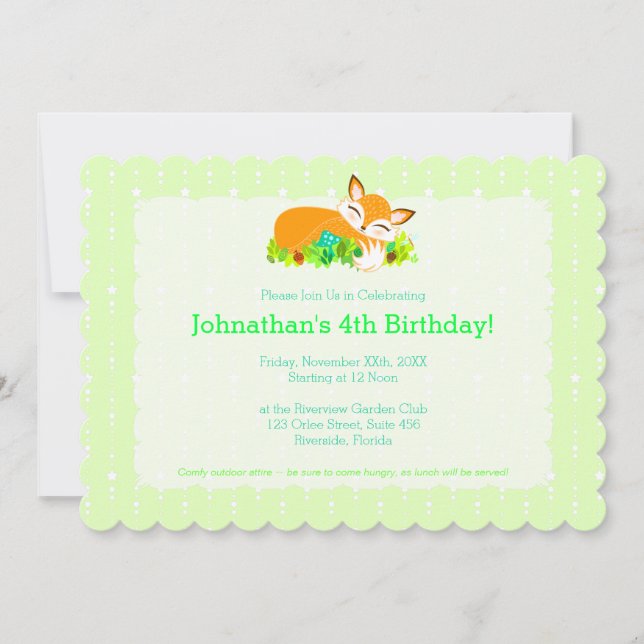 Convites Personalizados Lil Foxie Cub - Bebê Rapos (Frente)