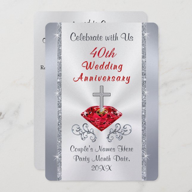 Convites Personalizados para 40º Aniversário Crist (Frente/Verso)