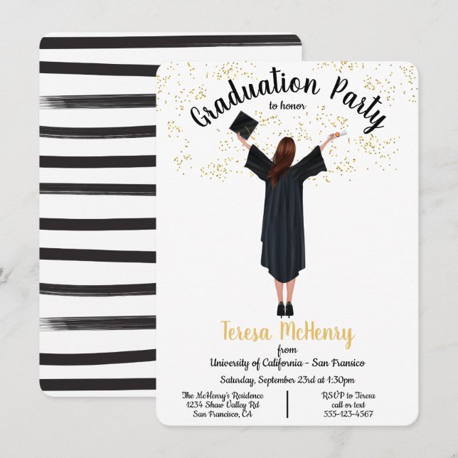 Convites personalizados para graduação em retrato (Frente/Verso)