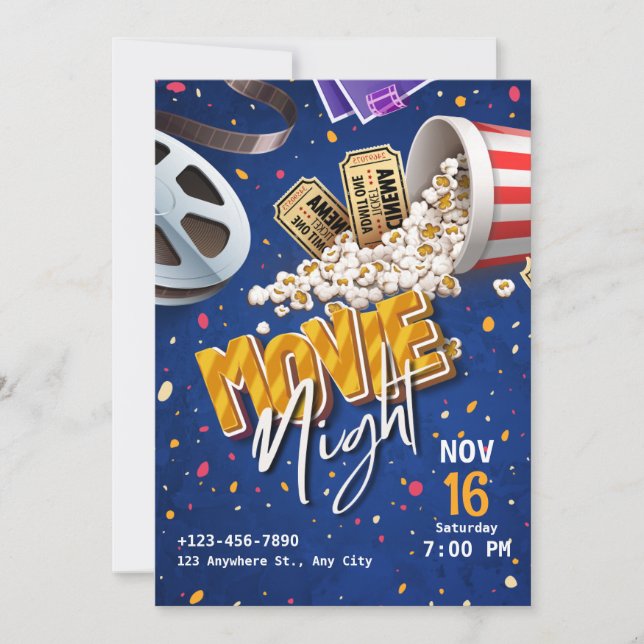 Convites Personalizados para Noite de Cinema (Frente)