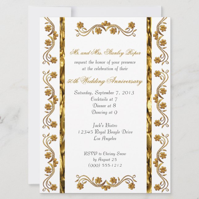 Convites Personalizados para o 50º Aniversário (Frente)