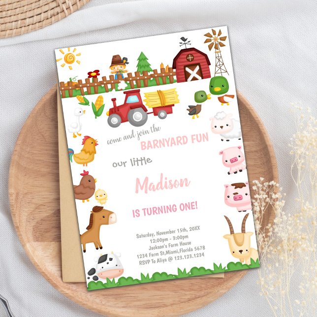 Convites personalizáveis de aniversário de estalei (Barnyard birthday invitations)