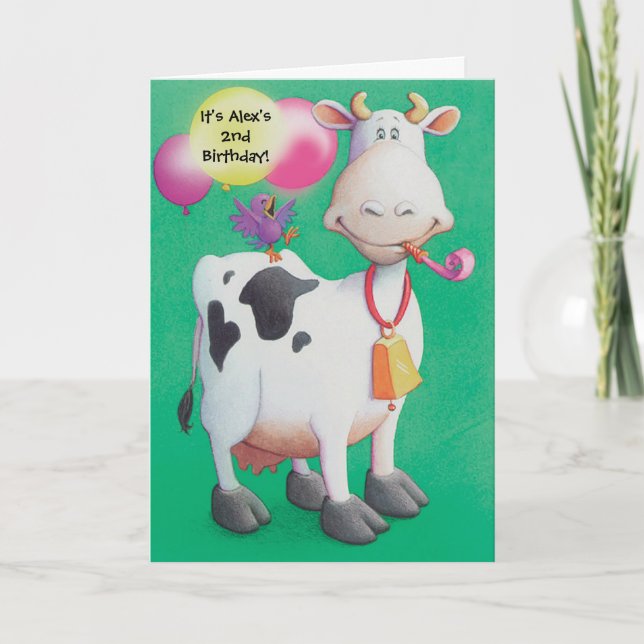 Convites personalizáveis para vacas de aniversário (Frente)
