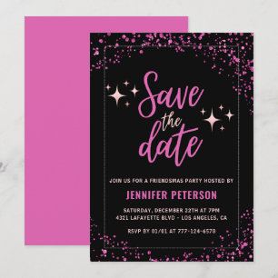 Convites Pink Friendsmas Salve a data Glam