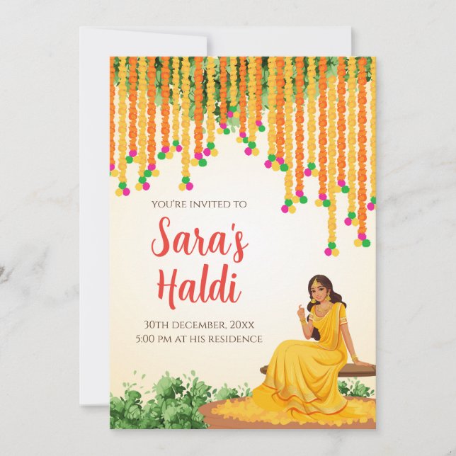 Convites Pithi Convites digitais Haldi Haldi (Frente)