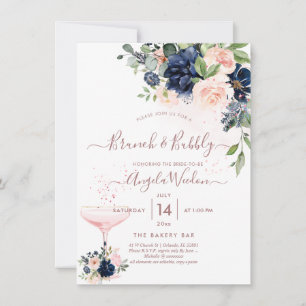 Convites PixDezines Brunch Bubbly Navy Blush H2 fl