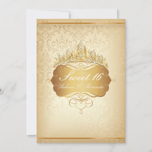 Convites PixDezines Sweet 16/Vintage Rossi Damask (Frente)