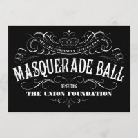 Convites preto e branco da bola de mascarada