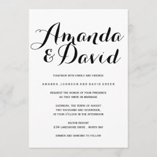 Convites preto e branco do casamento do roteiro