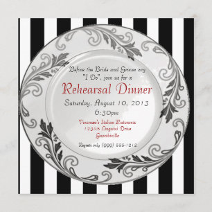 Convites preto e branco do jantar de ensaio
