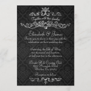 Convites pretos luxuosos simples do casamento tema
