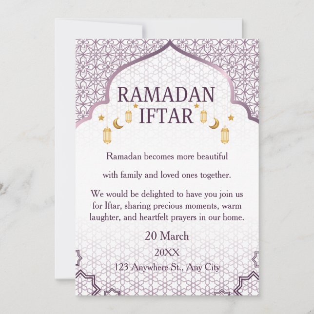 Convites Ramadan Mubarak – Iftar de Família Elegan (Frente)
