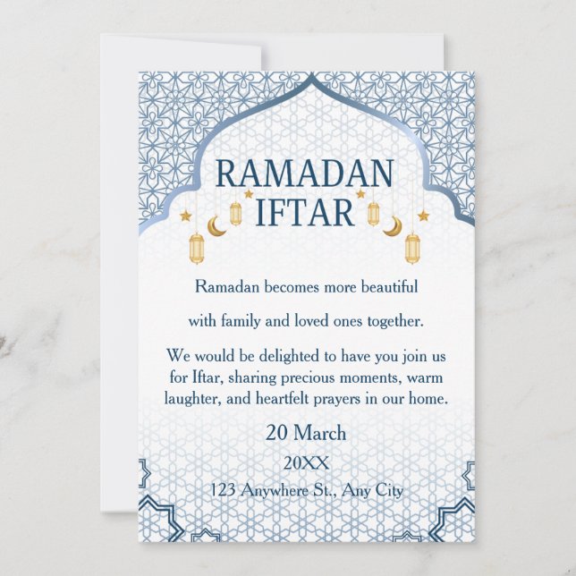 Convites Ramadan Mubarak – Iftar de Família Elegan (Frente)
