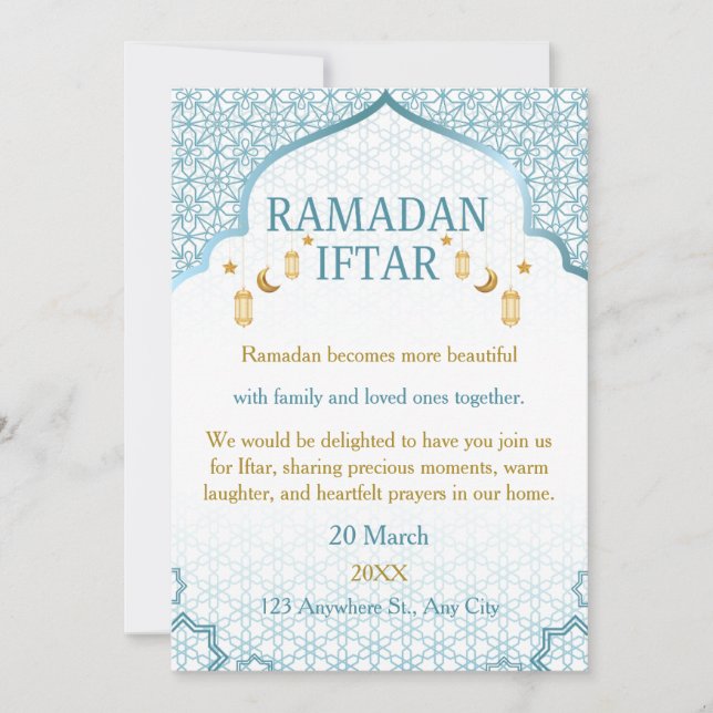 Convites Ramadan Mubarak – Iftar Familiar Elegante (Frente)