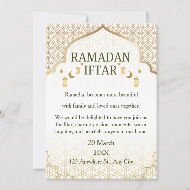 Convites Ramadan Mubarak – Iftar Familiar Elegante (Frente)