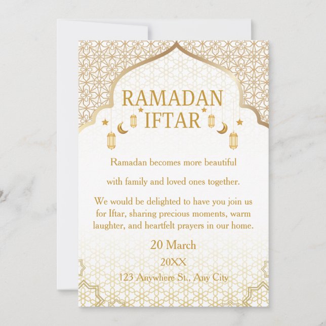 Convites Ramadan Mubarak – Iftar Familiar Elegante (Frente)