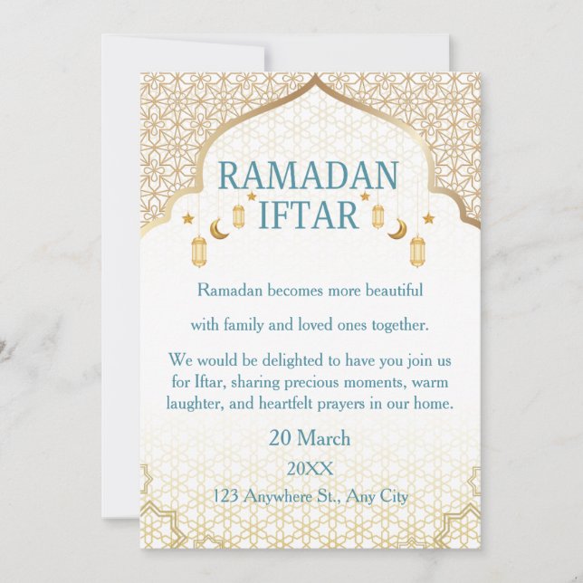 Convites Ramadan Mubarak – Iftar Familiar Elegante (Frente)