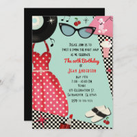 Convites Retro Vintage de Roupas dos Anos 50