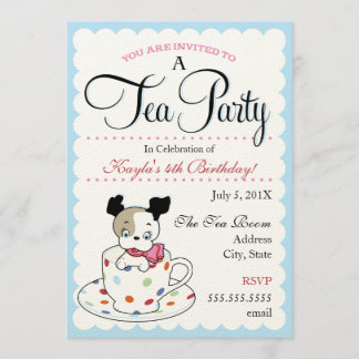 Convites retros do aniversário do tea party | do