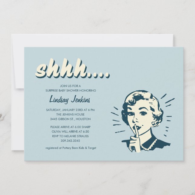 Convites retros do chá de fraldas da surpresa (Frente)