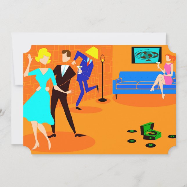 Convites retros do cocktail dos desenhos animados (Frente)