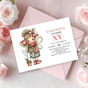 Convites Rosa Floral Caprichosa Aniversário Menina