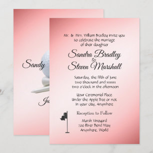 Convites Rosa Tema de Casamento Golf