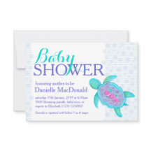 Convites roxos para chá de fraldas de tartaruga