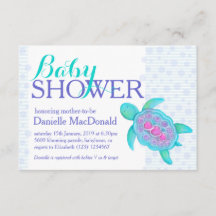 Convites roxos para chá de fraldas de tartaruga