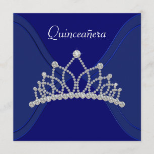 Convites Royal Blue Diamante Tiara para Festa de Q