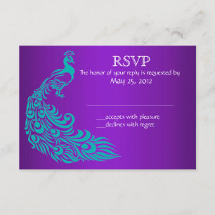 Convites RSVP de Peacock Purple e Teal