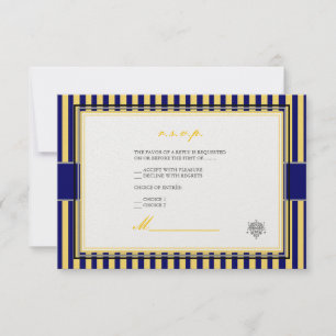 Convites rsvp simples de faixas azuis + marinho