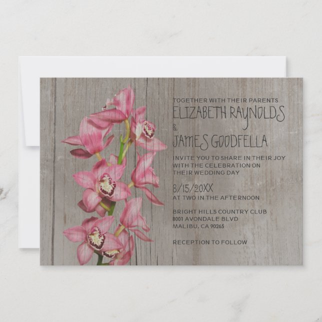 Convites Russos De Casamento De Orquídeas De Cymbi (Frente)