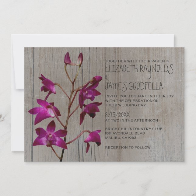 Convites Russos para Casamento de Orquídeas de Den (Frente)