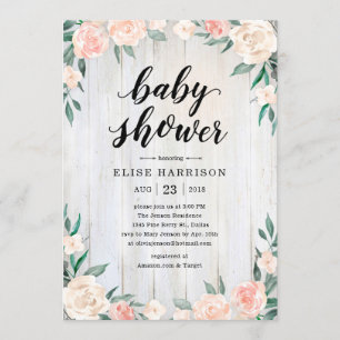 Convites Rustic Baby Shower para Meninas