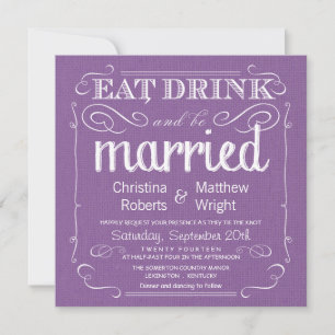 Convites Rustic Burlap Violet Purple Casamento