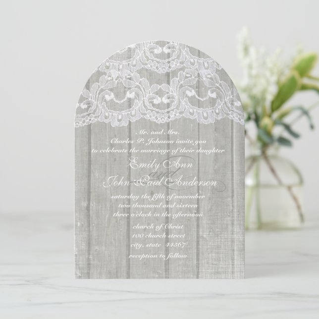 Convites Rustic Country Lace Barn Para Casamento D (Em pé/Frente)
