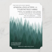 Convites Rustic Evergreen Pine Tree Casamento