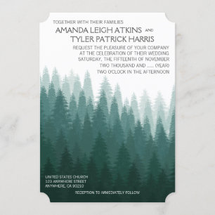 Convites Rustic Evergreen Pine Tree Casamento