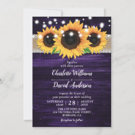 Convites Rustic Sunflower and Purple Wedings