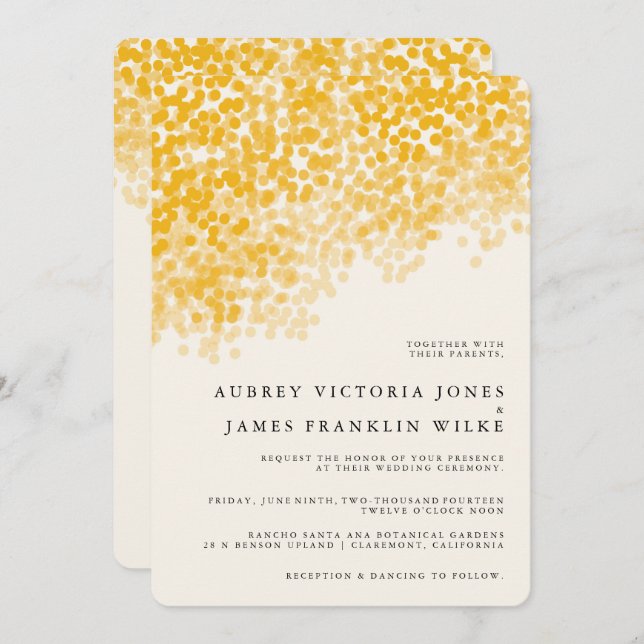 Convites rústicos claros dourados do casamento do (Frente/Verso)