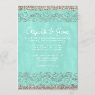 Convites rústicos do casamento do laço da cercet