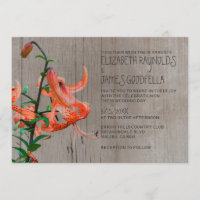 Convites rústicos do casamento do lírio de tigre