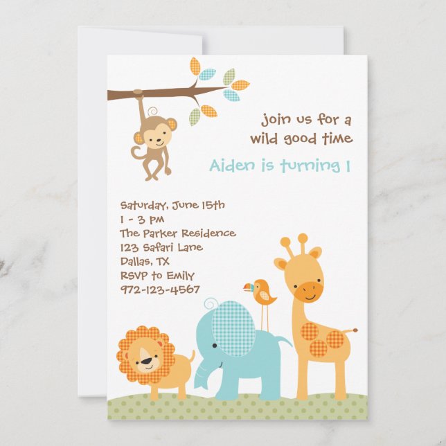 Convites Safari Azul (Frente)