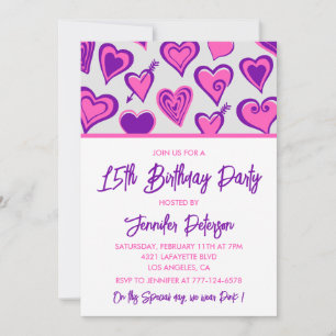Convites simples de 15 anos Glam Heart