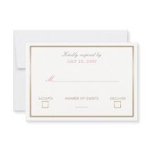 Convites Simples de Casamento Blush e Dourado rsvp