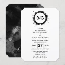 Convites Simples de Casamento Branco Preto