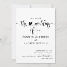 Convites Simples de Casamento de Script Elegante